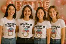 Тениски за моминско парти - надпис щампа Team Bride Отборът на Булката