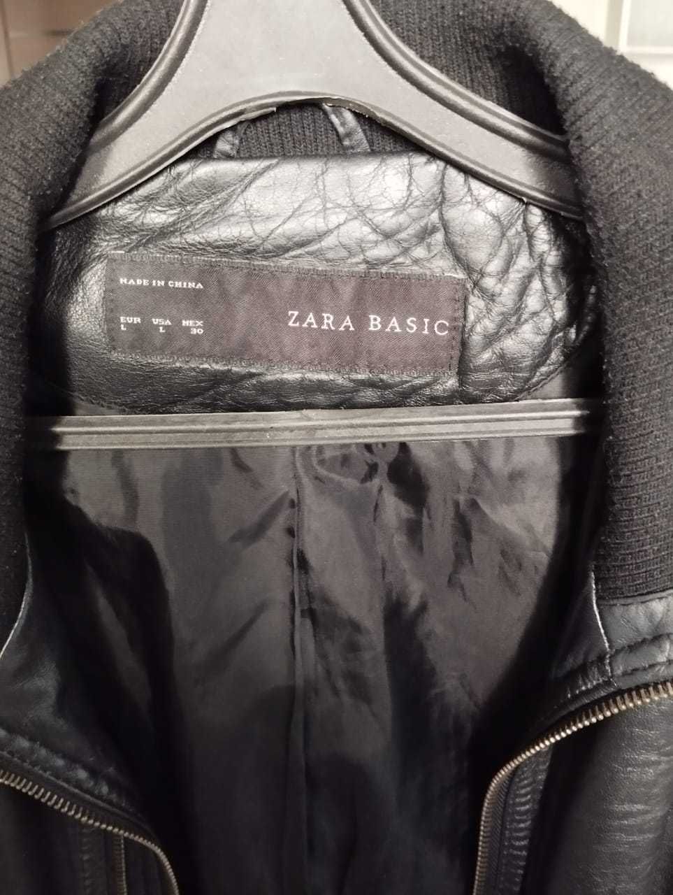 Черная кожаная куртка ZARA