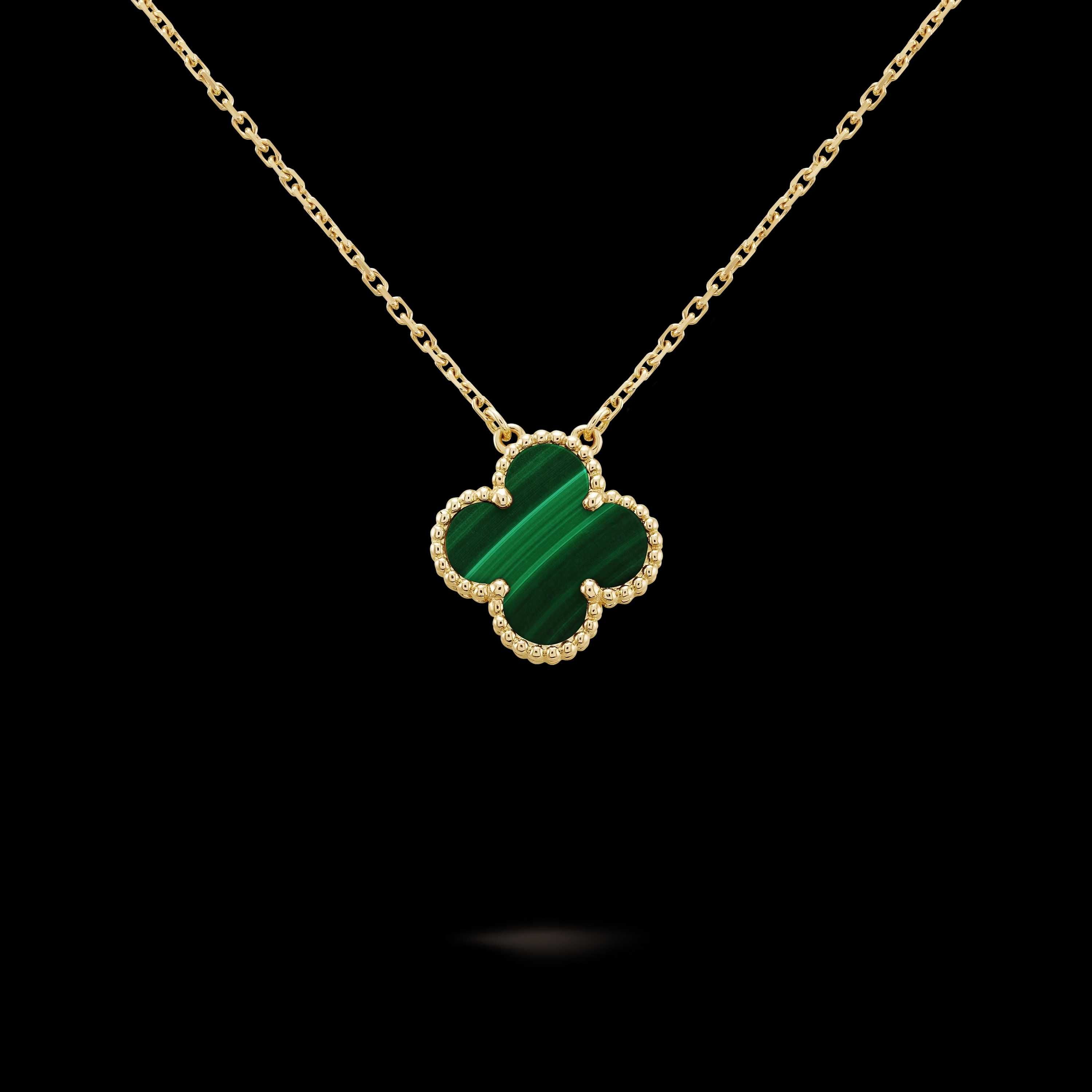 Van Cleef & Arpels VCA Gold Green 1 Motif Alhambra Clover Дамско Колие