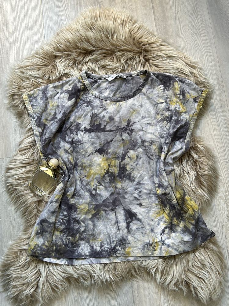 Tricou gri multicolor din bumbac co couture tie dye