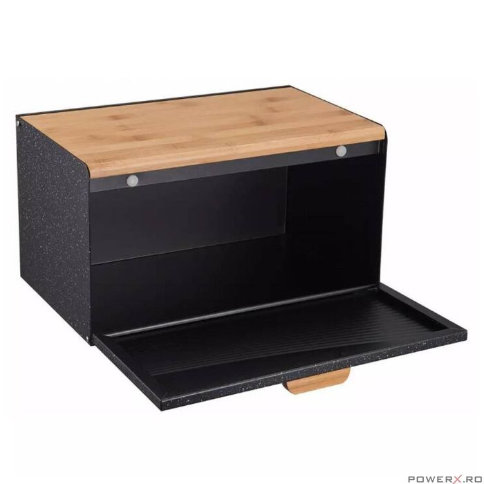 Cutie pentru paine, din oțel, negru, 35.5 x 23.5 x 21 cm, Klausberg