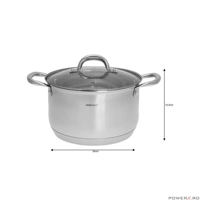 Set de 5 oale cu capac din inox, dimensiuni 16, 16, 18, 20, 24 cm,