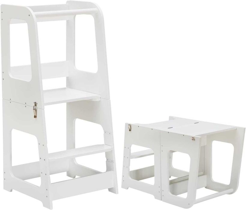 Turn de invatare Montessori KYWAI, 90x40x40 cm, pliabil, alb
