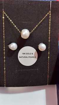 Set aur 18k si perle naturale de cultura
