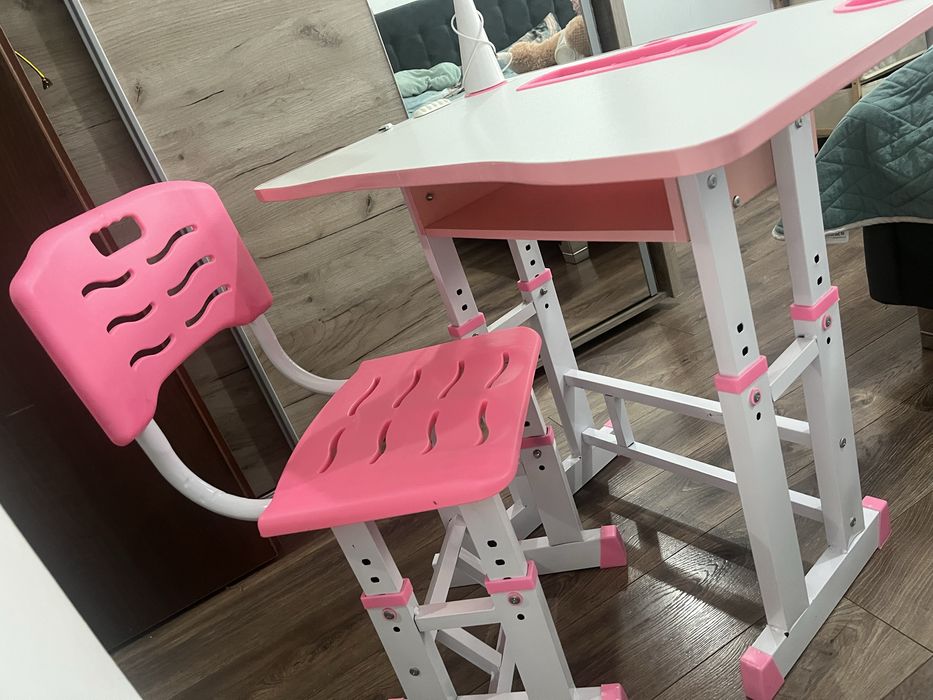 Birou reglabil fetite 3-6 ani roz