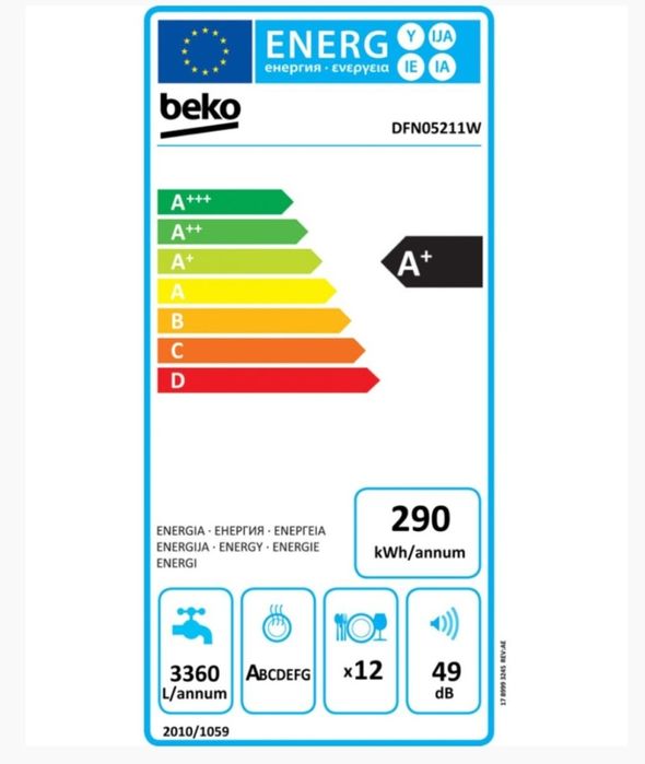 Masina de spalat vase Beko, Clasa A+, Independenta, 12 seturi
