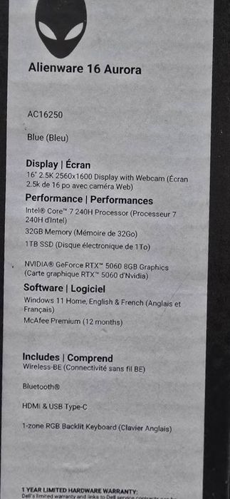 Игровой ноутбук DELL Alienware 16 Aurora (USA)