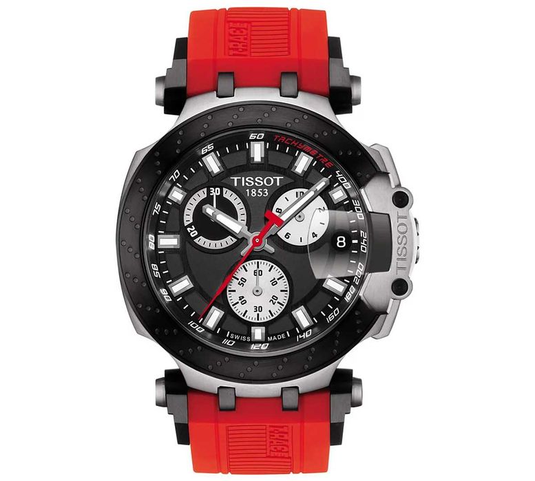Ceas Tissot T-Race Red Silicone Strap Watch 47.6mm