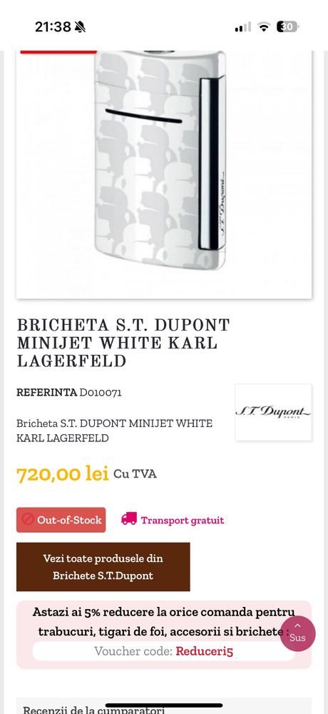 Brichetă Dupont,Karl Lagerfeld,Minijet White,Limited Edition