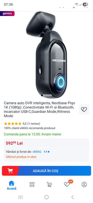 Camera bord auto dvr Nextbase Piqo 1K