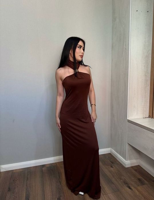 Платье коричневый длинный