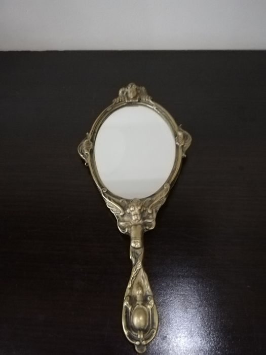 Прекрасно, винтидж, ръчно огледало. Бронз.
