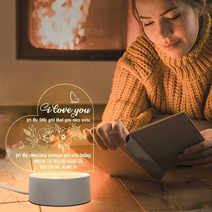 3D нощна лампа "Сърце" с лазерно гравиране
