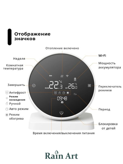 Беспроводной комнатный термостат отопления Wi-fi