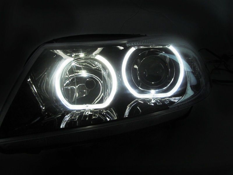 Faruri BMW E90 E91 Lupa Angel Eyes LED DEPO