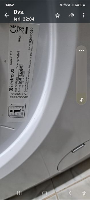 Masina de spalat Electrolux DEFECTA