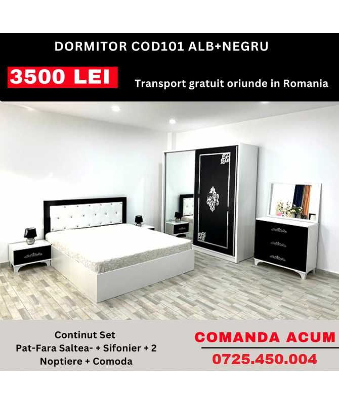 Dormitor Klauss COD101 ALB+NEGRU