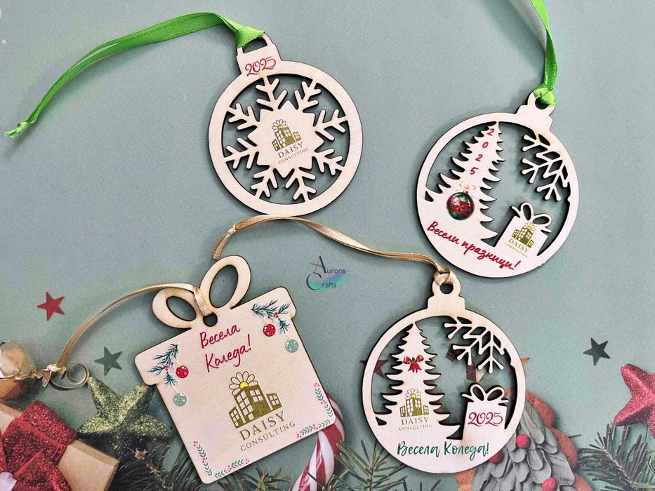 Брандирани/фирмени/корпоративни дървени коледни играчки