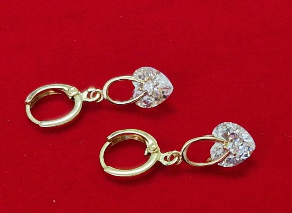 GP34,cercei placati aur 14k,model lung,incuietoare sigura,zirconii