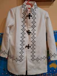Sacou traditional lana brodat alb
