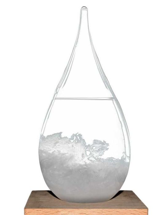 Barometru furtuna, Sticla/Lemn, Forma picatura, 17,5 cm