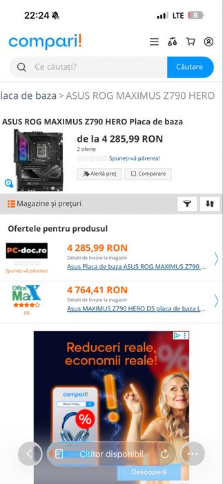 Placa de baza ASUS ROG MAXIMUS Z790 HERO, Socket 1700 NOUA SIGILATA