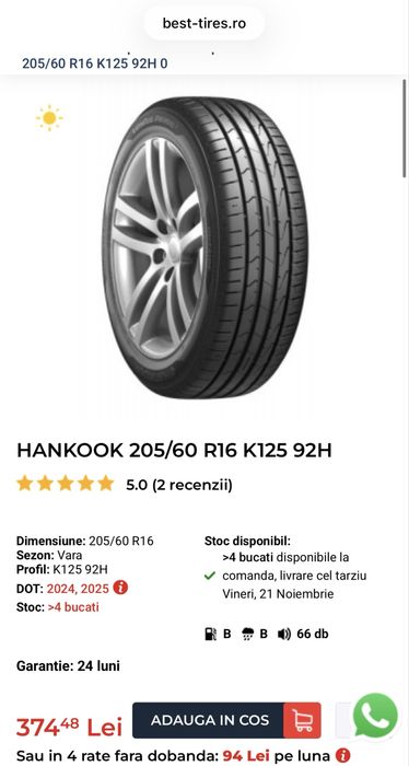 Anvelope vara Hankook 205 / 60 / 16
