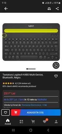 Tastatura wireless Bluetooth logitech  - noua