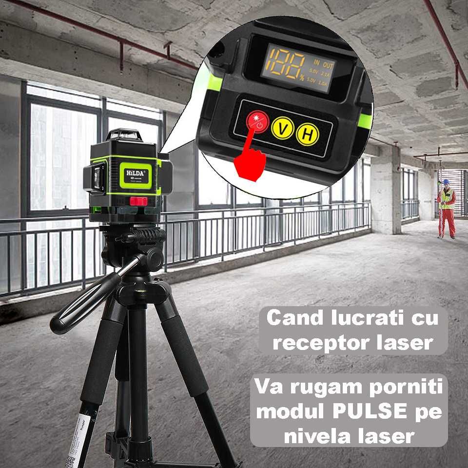 Nivela laser HILDA PULSE 4D 16 linii, 2 BATERII, PULSE MODE (detector)