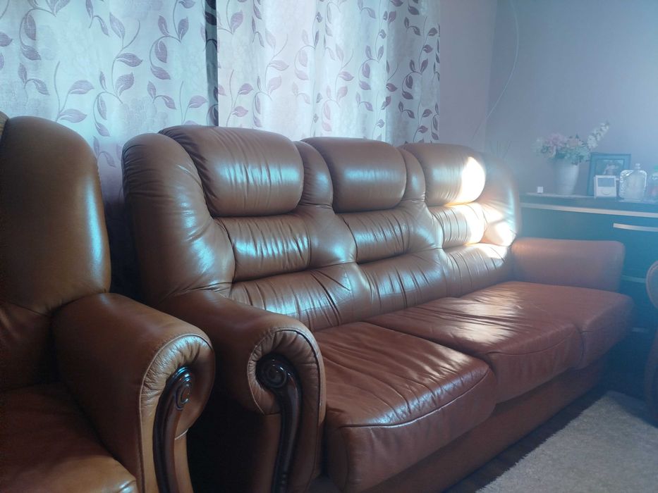 Set 3 fotolii din piele marro