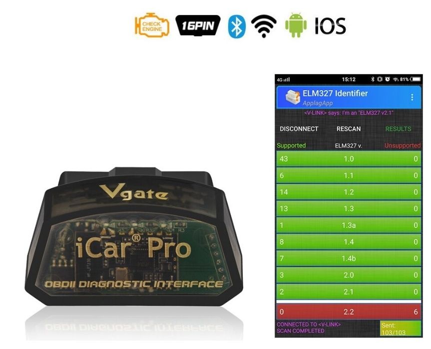 Diagnoza Vgate iCar Pro Bluetooth 4.0 OBD2 Scanner For Android / IOS