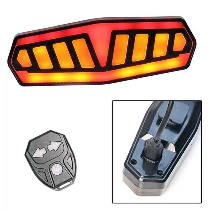 Задна LED светлина с МИГАЧИ, Безжично управление, Звуков сигнал, USB