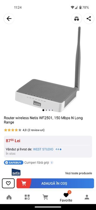 Vând router NETIS WF2411