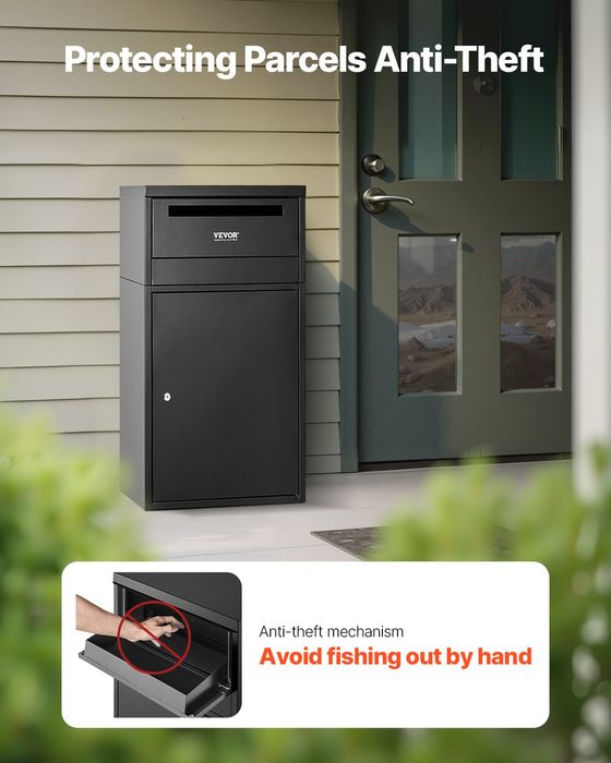 Cutie Livrare Colete Exterior,910mm,Otel Galvanizat,Negru