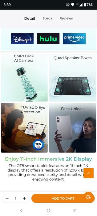 Таблет OUKITEL OT8 11" 256GB 30RAM 8800Ah