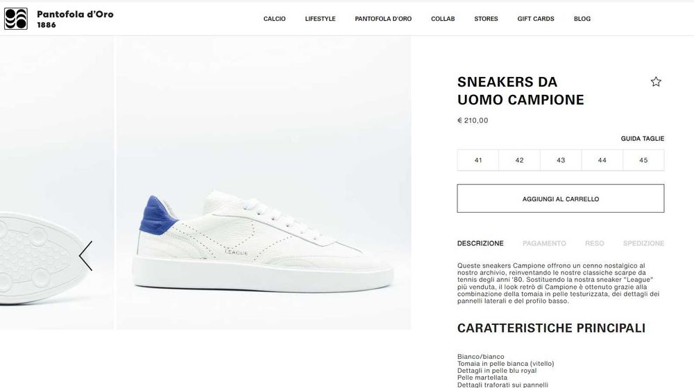 Pantofi sport casual 45.5 46 Pantofola D'oro NOU piele naturala moale