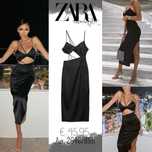 Rochie de seară midi satinata neagra Zara mărimea M noua