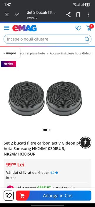Set 2 filtre pentru hota samsung