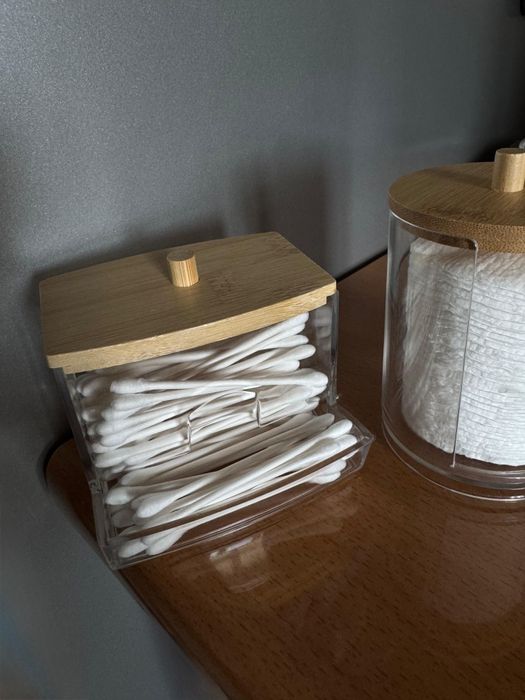 Set recipiente organizatoare pentru baie, cu capac djn bambus