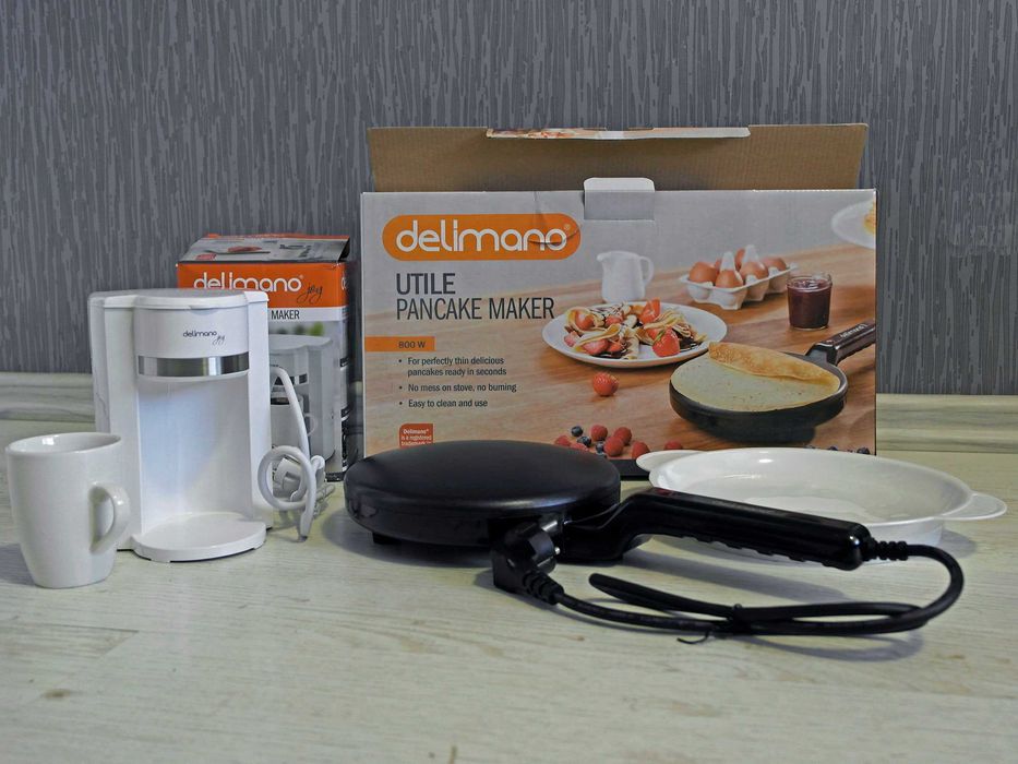Комплект уред за палачинки и кафемашина Delimano