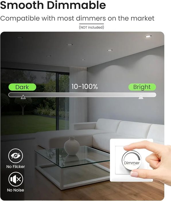 ALUSSO LED IP44 черни луни за вграждане димируеми 6W,540lm тънки 25 мм