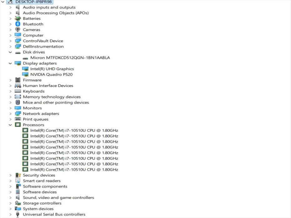 Лаптоп Dell Precision 3550 i7-10510U до 4.9GHz/RAM16GB/Quadro P520 2GB