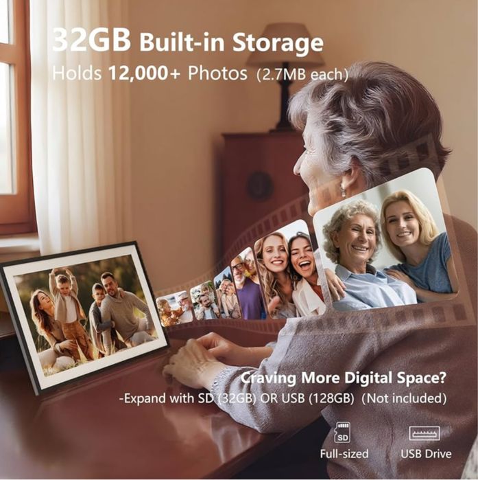 Цифровая фоторамка Frameo экран сенсор 15.6 дюйма  IPS HD  32gb Wifi