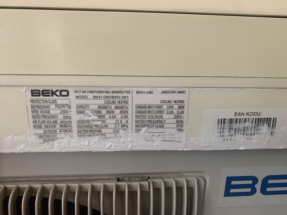 Beko кондиционери сотилади 950 W