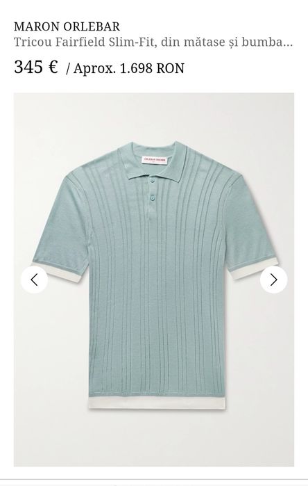 MARON ORLEBAR

Tricou Fairfield Slim-Fit, din mătase și bumbac, cu vâr