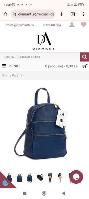 rucsac piele bleumarin