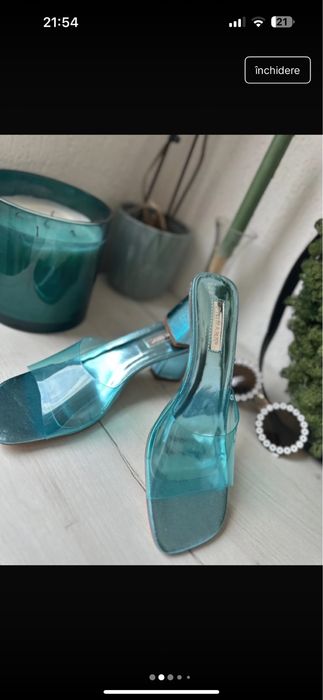 Papuci cu toc , marimea 39 , bareta transparenta