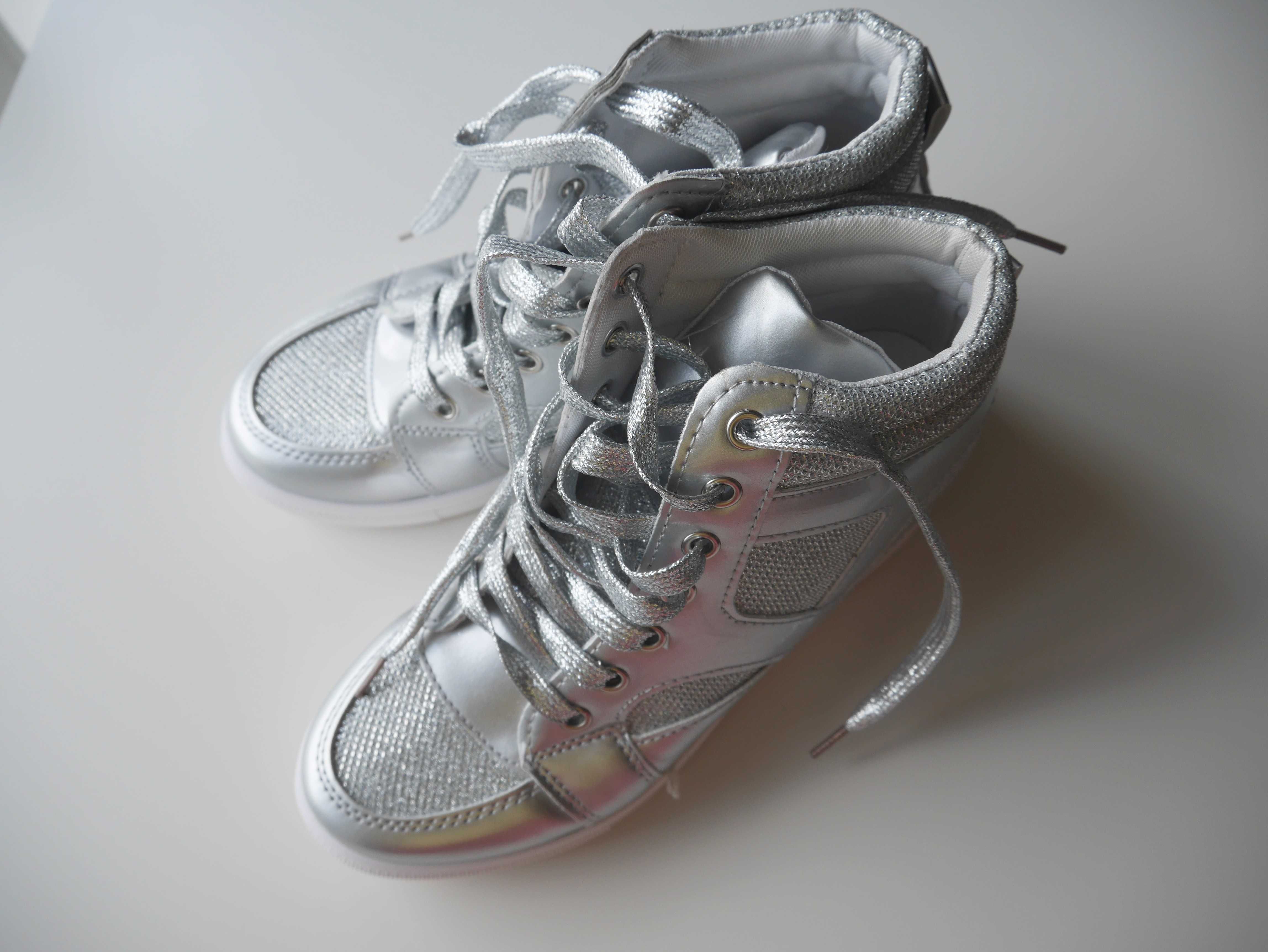 Pantofi sport, sneakers, noi, argintii, 36, cadou bratara argintie