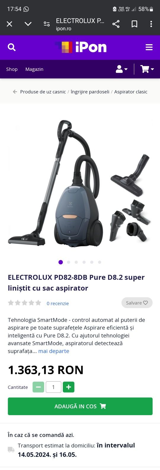 Aspirator ELECTROLUX PD82-8DB silence