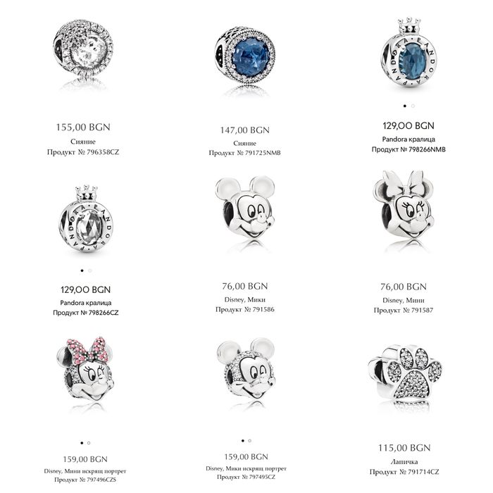 Талисмани Пандора гривни Pandora charms